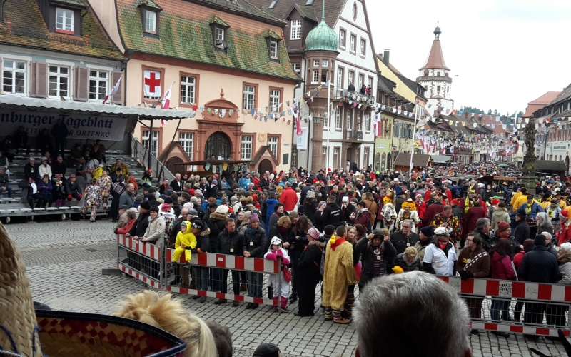 Narrensprung Gengenbach Zuschauer am Straßenrand